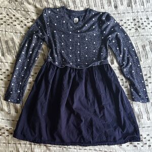 GAP Navy and White Polka Dot Kids play Dress casual long sleeve